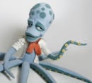 Smooth octopus puppet with mechanical eyes