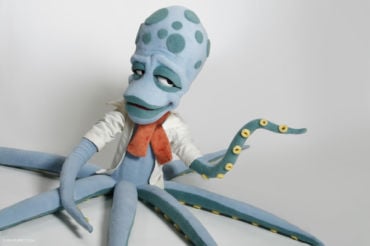 Smooth octopus puppet with mechanical eyes