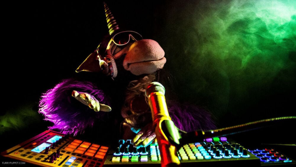 DJ unicorn puppet