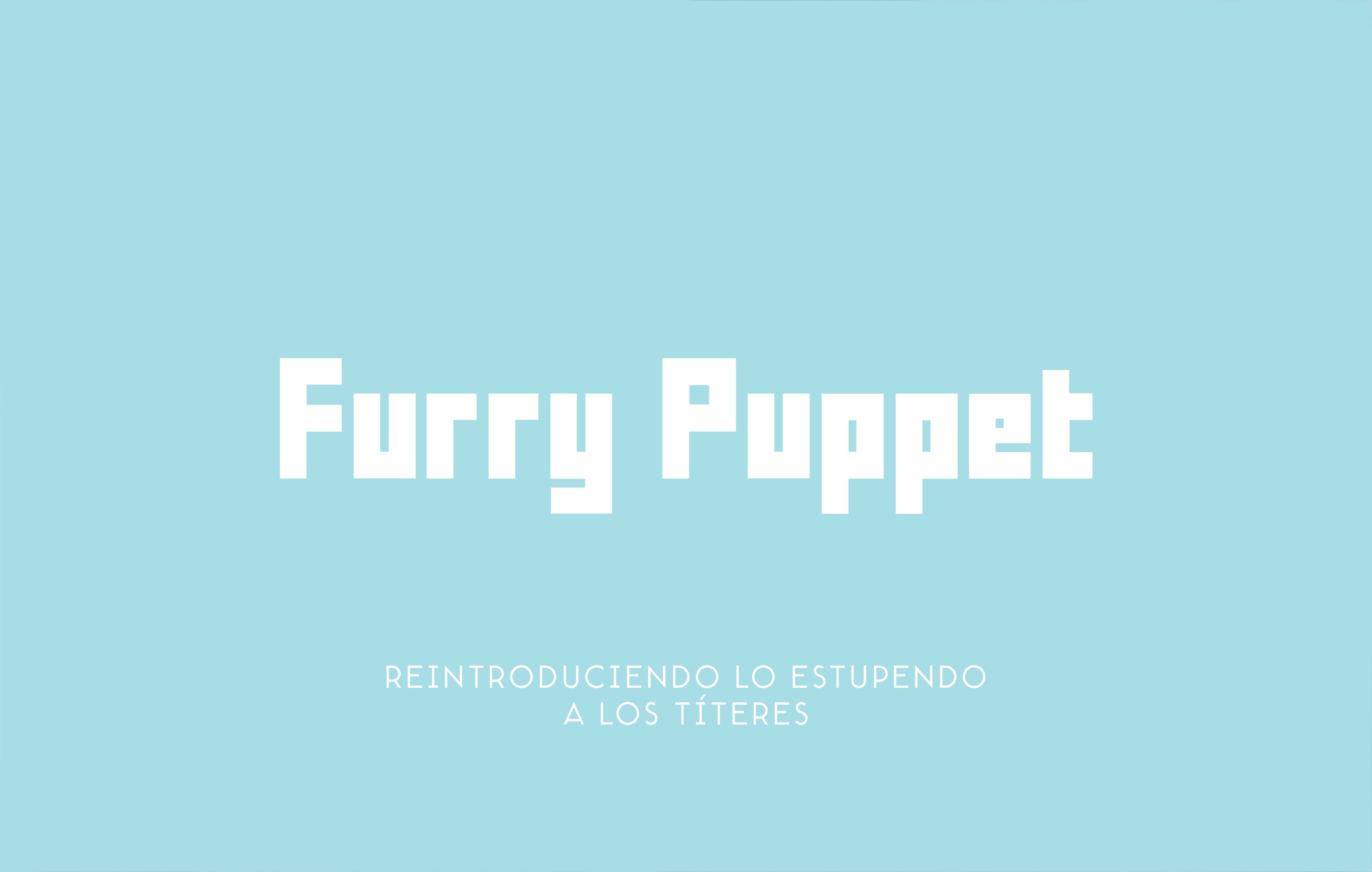 Logotipo de Furry Puppet con el eslogan 'Reintroduciendo lo estupendo a los títeres'